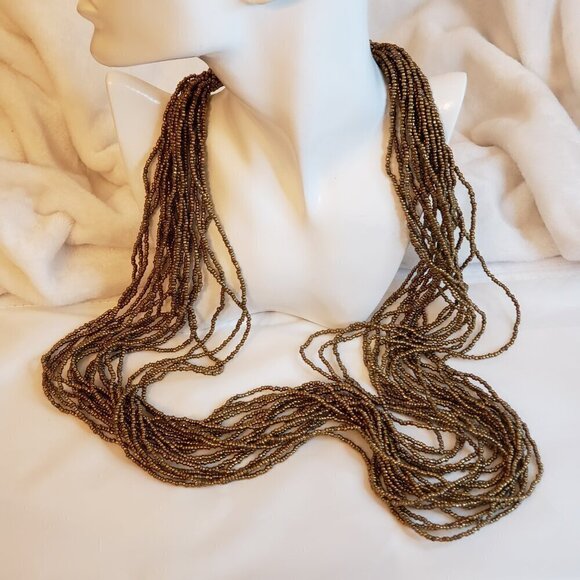 Handmade Multistrand Coppertone Beaded Necklace, 36 inches - Picture 2 of 7